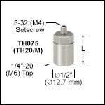 Ø1/2in (Ø12.7 mm) Optical Posts with Hex Tops