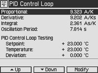 Temperature Mode Settings Screen