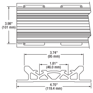 Drawing of One-Sided 95 mm Rail