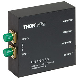 PDB470C-AC - Fiber-Coupled Balanced Amp. Photodetector, 400 MHz, InGaAs, 1300 nm, AC Coupled