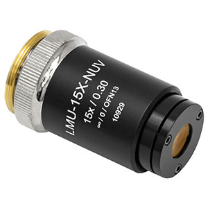 LMU-15X-NUV - MicroSpot Focusing Objective, 15X, 325 - 500 nm, NA = 0.30