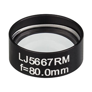 LJ5667RM - Ø1/2in Mounted Plano-Convex CaF₂ Cylindrical Lens, f = 80.0 mm, Uncoated
