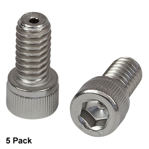 SH25S050V - 1/4in-20 Vacuum-Compatible Vented Cap Screw, 316 Stainless Steel, 1/2in Long, 5 Pack