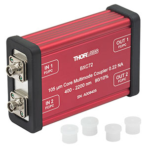 BXC72 - 2x2 Boxed Multimode Fiber Optic Coupler, Low OH, Ø105 µm Core, 0.22 NA, 90:10 Split, FC/PC