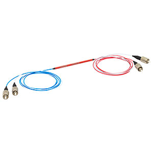 TH200R2F2B - 2x2 Multimode Fiber Optic Coupler, Low OH, Ø200 µm Core, 0.50 NA, 90:10 Split, FC/PC