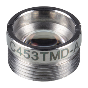 C453TMD-A - f = 4.6 mm, NA = 0.50, WD = 0.9 mm, Mounted Aspheric Lens, ARC: 350 - 700 nm