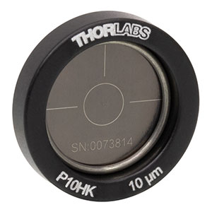 P10HK - Ø1/2in (12.7 mm) Mounted Pinhole, 10 ± 1 μm Pinhole Diameter, Stainless Steel