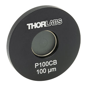 P100CB - Ø1in Mounted Pinhole, 100 ± 4 µm Pinhole Diameter, Gold-Plated Copper