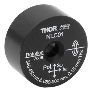 NLC01 - Ø1in Mounted β-BBO Crystal, 0.15 mm Thick, θ = 30.5°, 680 - 900 nm Fund., 340 - 450 nm SHG