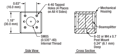 Cube-Mounted Beamsplitter Drawing