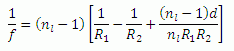 thick lens equation