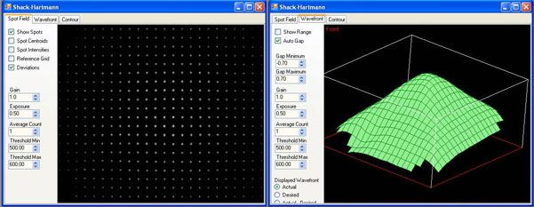 Screen Shots of Spotfield and Wavefront