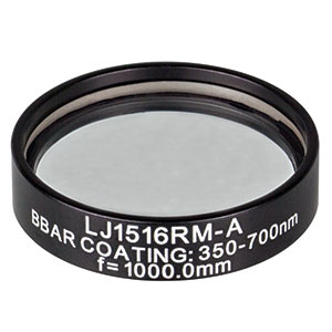 LJ1516RM-A - f = 1000.0 mm, Ø1in, N-BK7 Mounted Plano-Convex Round Cyl Lens, ARC 350-700