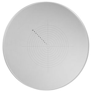 R21DS7P - Positive Concentric Circles & Crosshair Reticle, Ø21.0 mm, 1 mm Pitch, 10 µm Thick Lines, 10 Circles, UVFS