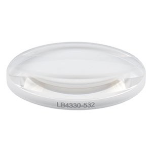 LB4330-532 - f = 75 mm, Ø1in UV Fused Silica Bi-Convex Lens, 532 nm V-Coat