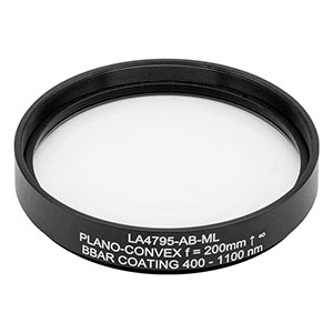 LA4795-AB-ML - Ø75 mm UVFS Plano-Convex Lens, SM3-Threaded Mount, f = 200 mm, ARC: 400 - 1100 nm