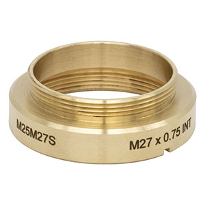 M25M27S - Brass Microscope Adapter with External M25 x 0.75 Threads and Internal M27 x 0.75 Threads