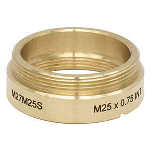 M27M25S - Brass Microscope Adapter with External M27 x 0.75 Threads and Internal M25 x 0.75 Threads
