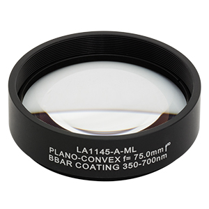 LA1145-A-ML - Ø2in N-BK7 Plano-Convex Lens, SM2-Threaded Mount, f = 75 mm, ARC: 350-700 nm