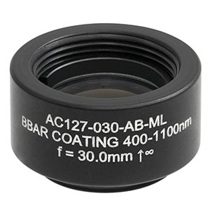 AC127-030-AB-ML - f = 30.0 mm, Ø1/2in Achromatic Doublet, SM05-Threaded Mount, ARC: 400 - 1100 nm