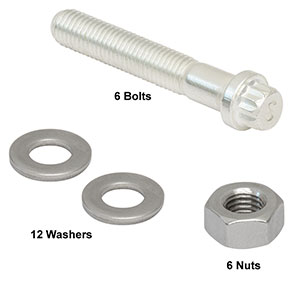 VMH6 - Mounting Hardware for CF Flanges: 6 Silver-Plated Bolts, 6 Nuts, 12 Washers