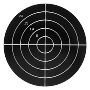 R1DS2N1 - Negative Concentric Circles & Crosshair Reticle, Ø1in, 5 mm Pitch, 250 µm Thick Lines, 4 Circles, UVFS