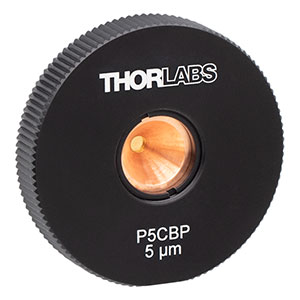 P5CBP - Gold-Plated Copper Pinhole in High-Power SM1-Threaded Housing, 5 ± 1 µm Pinhole Diameter, 8-32 Tap