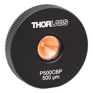 P500CBP - Gold-Plated Copper Pinhole in High-Power SM1-Threaded Housing, 500 ± 10 µm Pinhole Diameter, 8-32 Tap