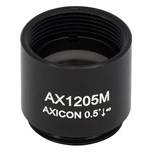 AX1205M - 0.5°, Uncoated UVFS, Ø1/2in (Ø12.7 mm) Axicon, SM05-Threaded Mount