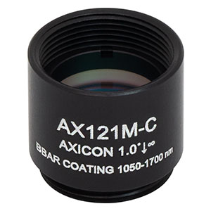 AX121M-C - 1.0°, 1050 - 1700 nm AR Coated UVFS, Ø1/2in (Ø12.7 mm) Axicon, SM05-Threaded Mount