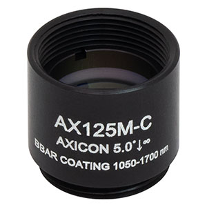 AX125M-C - 5.0°, 1050 - 1700 nm AR Coated UVFS, Ø1/2in (Ø12.7 mm) Axicon, SM05-Threaded Mount