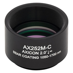 AX252M-C - 2.0°, 1050 - 1700 nm AR Coated UVFS, Ø1in (Ø25.4 mm) Axicon, SM1-Threaded Mount