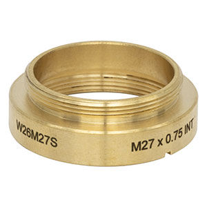 W26M27S - Brass Microscope Adapter with External W26 x 0.706 Threads and Internal M27 x 0.75 Threads