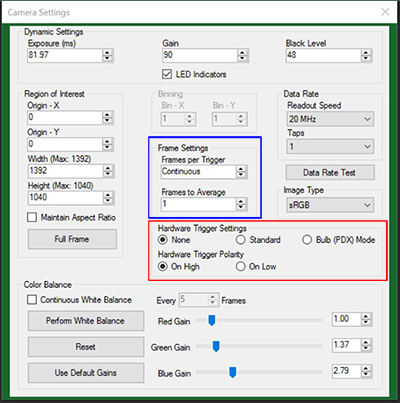 Camera Triggering in ThorCam Software