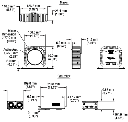 FSM75-P01 Fast Steering Mirror Drawing