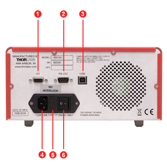 MX10A MX40A LiNbO3 EO Modulator Driver Back Panel