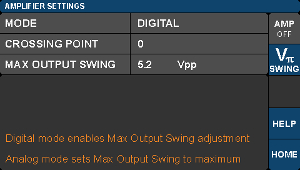 Optical Transmitter Digital Amplifier Settings Screen